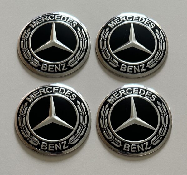 4 pcs (Set) 56mm - 2.20inch Black Mercedes Benz Wheel Center Hub Caps Stickers with Outer Ring