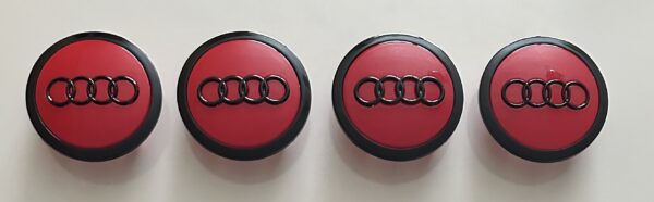 original.jpeg 4 pcs (Set) 69mm - 2.72inch Red & Black Audi Wheel Center Hub Caps