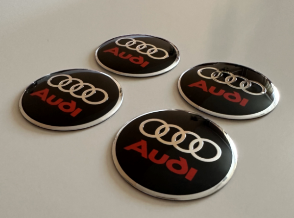 original.png 4 pcs (Set) 56mm - 2.20inch Black & Red Audi Wheel Center Hub Caps Stickers