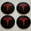 original.jpeg 4 pcs (Set) 65mm - 2.56inch Black & Red Tesla Wheel Center Hub Caps Stickers