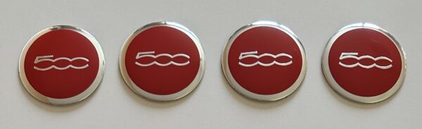 original.jpeg 4 pcs (Set) 56mm - 2.20inch Red & Silver Fiat 500 Wheel Center Hub Caps Stickers