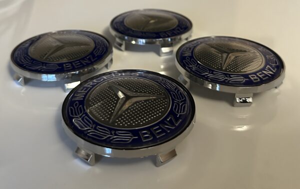 original.jpeg 4 pcs (Set) 68mm - 2.68inch Silver & Blue Mercedes Benz Wheel Center Hub Caps