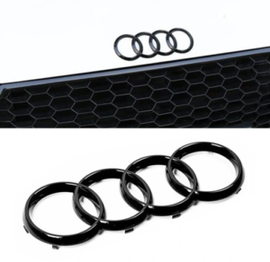 original.png 1 pcs Glossy Black Audi Front Rings Grille Emblem With Clips